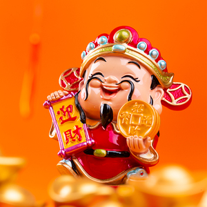 妙工坊 财神摆件招财开业发财收银台财神爷钱罐家居饰品客厅装饰