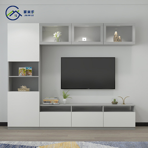 轻奢电视柜组合墙简约现代客厅整体背景墙一体地柜小户型高柜新款