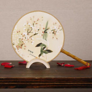 古风折扇古典团扇宫廷中国风宫扇女复古工艺木柄圆扇汉服舞蹈扇子