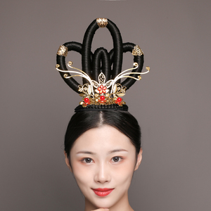 汉唐古风造型飞天头饰古装洛神甄宓演出仙女发饰飘逸扇子舞敦煌舞