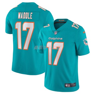 nfl橄榄球联盟 迈阿密海豚 dolphins 17# waddle 刺绣橄榄球球衣