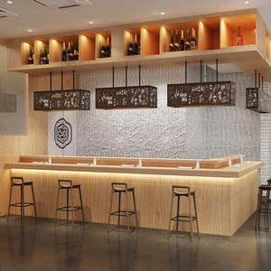 复古收银台日式吧台定做桌咖啡厅餐厅日料店服务台柜台前台接待台