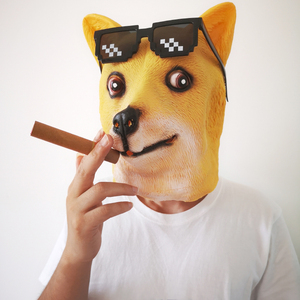 狗头套黄色狗面具搞笑头套网红抖音沙雕主播整蛊酒吧道具大金链