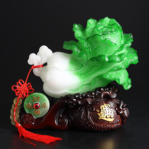 百财如意玉白菜摆件客厅玄关电视柜招财进宝聚财店铺开业礼品装饰