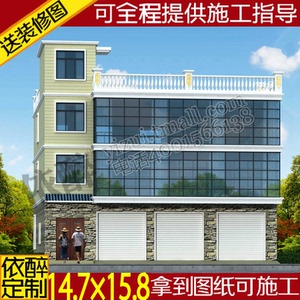 三层商铺门面独栋自建房屋建筑施工方案农村别墅图纸设计定制效果