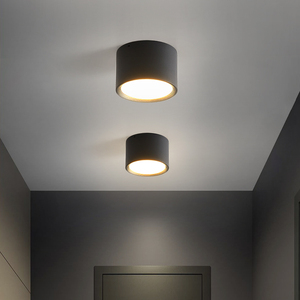 黑色北欧创意cob小射灯玄关阳台走廊家用商店免开孔led明装筒灯