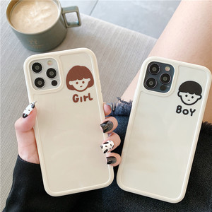 ins卡通情侣头像适用iphone12/11pro max苹果11手机壳xs max网红情侣8