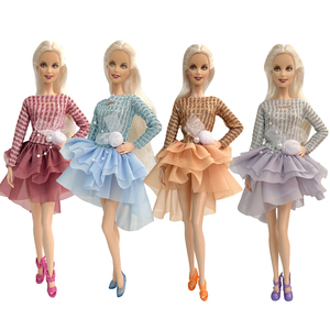 跳舞纱裙 长袖蕾丝裙子适合11.5寸芭比娃娃 30cmBarbie 换装衣服