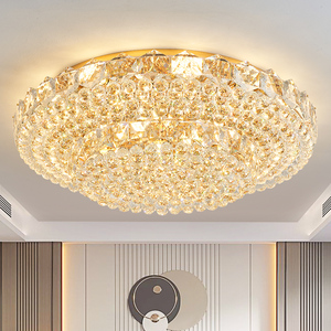 客厅水晶灯现代简约LED吸顶灯轻奢大气家用欧式圆形餐厅卧室灯具