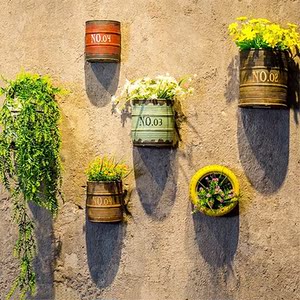 水泥花盆壁挂工业风汽油桶盆栽壁饰酒吧咖啡厅饭店网咖背景墙装饰