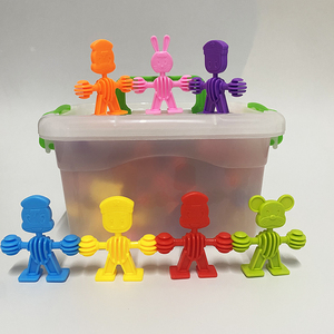 早教拼搭拼插积木动物手拉手软体拼装宝宝儿童小孩桌面玩具