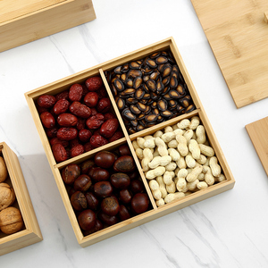 四宫格干果盘客厅简约现代果盒新中式实木坚果盘收纳盒高脚点心盘