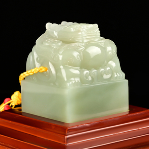 和田玉玉玺印章摆件和田青白玉和玺定制龙玺龙印商务礼品收藏纪念