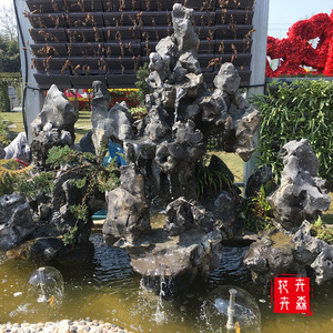 成都假山流水喷泉鱼池造景上门设计制作钟乳太湖龟纹花园庭院石头