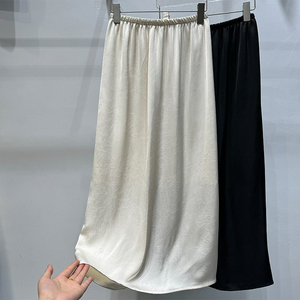 韩版春夏季新款2024年女装新款缎面丝滑高腰松紧垂感顺滑半身裙潮
