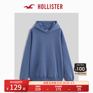 Hollister美式风加绒套头宽松连帽衫卫衣 女 355820-1