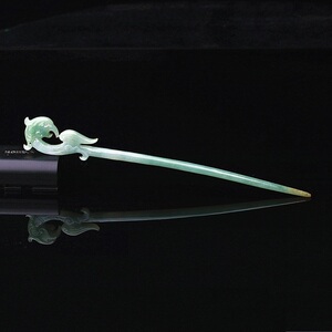 天然正品翡翠凤凰发簪加长盘发簪玉雕凤头钗精品古风发饰步摇证书