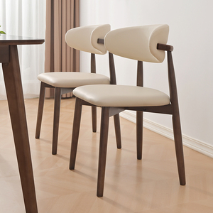 北欧胡桃色实木餐椅设计师靠背椅现代简约家用酒店椅原木餐桌椅子