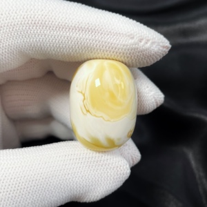 紫旭精品文玩天然琥珀蜜蜡原矿瓷白妖花桶珠