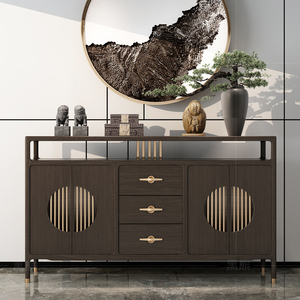 新中式轻奢玄关柜实木餐边柜入户门厅储物柜客厅酒柜隔断柜装饰柜