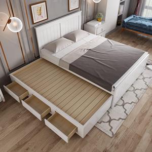 中式 实木床1.5白抽拉床 拖床 推拉床上下床带储物床儿童床子母床