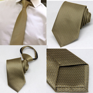 我爱我家男士领带 新款 女士领花 金色领带 7厘米宽 拉链免打领带