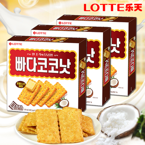 韩国乐天椰奶饼干100g*4盒奶油儿童早餐甜点心酥脆香甜进口零食品