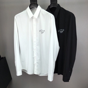 伯格迪奥2021新cd经典签名字母logo印花衬衫男长袖休闲d家同款潮