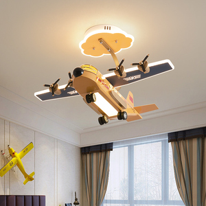飞机灯儿童房灯创意男孩房间小卧室软装灯饰简约帅气新款飞机吊灯