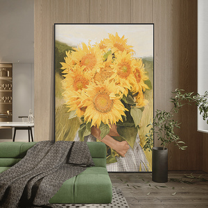 向日葵 温馨治愈北欧落地画客厅壁画卧室床头装饰画竖版花卉挂画