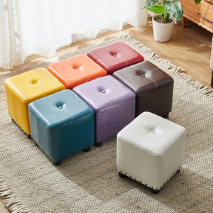 北欧矮凳家用客厅茶几小凳子网红皮质方凳休闲椅子软包创意小板凳