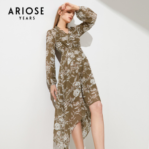 艾诺丝雅诗春装新款气质碎花雪纺连衣裙女神范宽松显瘦裙子