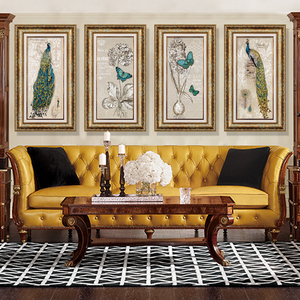 世玺现代简约装饰画欧式时尚客厅有框画书房壁画玄关挂画孔雀庄园