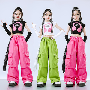 hiphop儿童街舞潮服套装小学生舞蹈服女童爵士舞服嘻哈演出服