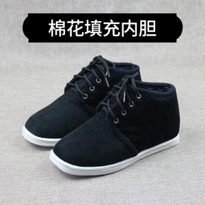 包邮老北京棉鞋男女手工老棉鞋冬季加绒保暖鞋系带黑色居家棉布鞋