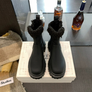 雪地靴女款冬季2023新款高级感羊羔毛侧拉链棉靴厚底防滑保暖短靴