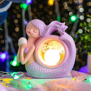 少女心美人鱼公主小夜灯摆件女生床头灯桌面装饰儿童生日礼物女孩