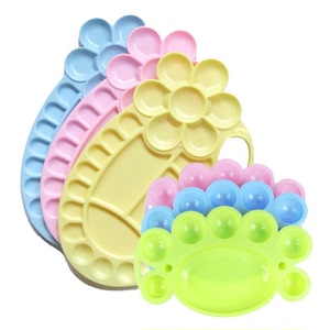 彩色塑料调色盘儿童手握绘画调色板可爱大号小号颜料盘