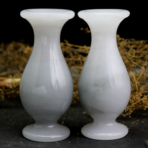 天然玉石花瓶水墨玉台面小玉瓶玉瓶子净瓶居家摆件古典中式装饰品