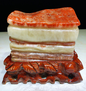 天然猪肉石精品奇石观赏石五花肉石家居招财摆件商务礼品石头收藏