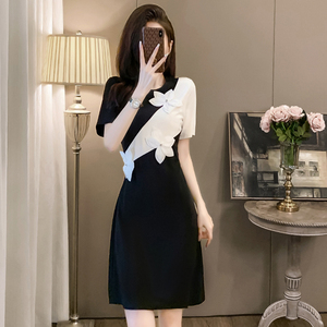连衣裙女士夏天气质短款高端韩版2024新款洋气减龄小个子短袖裙子