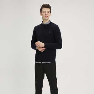 箭鱼鲨 男装 羊毛衫 圆领 纯色 提花(宽松)