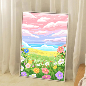 治愈系风景diy手工填充颜料手绘油彩画丙烯数字油画简约装饰画