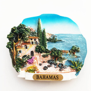 巴哈马创意旅游纪念装饰工艺品 立体海景别墅磁性冰箱贴收藏礼物