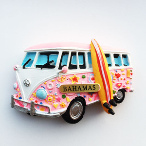 巴哈马创意旅游纪念礼物 立体手工彩绘观光巴士磁性冰箱贴装饰品