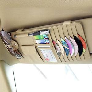 汽车CD夹遮阳板套真皮多功能名片夹车载CD包车用光盘碟片收纳袋包