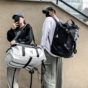 韩版大容量双肩包男潮酷背包防泼水可斜跨三用旅行包书包女休闲风