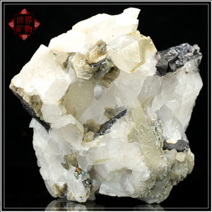 天然水晶黑钨金云母共生原石矿物晶体矿石教学标本收藏品奇石ad59