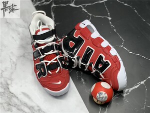 nike air more uptempo gs 大air皮蓬 黑红公牛篮球鞋 415082-600