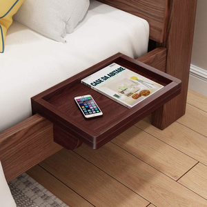 床头置物架实木投影仪床边架超窄床尾收纳板免打孔卧室床边置物架